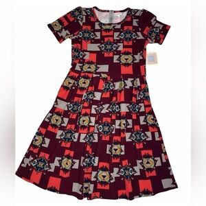 NWT Lularoe Aztec Tribal Amelia Dress Size L, Multicolor